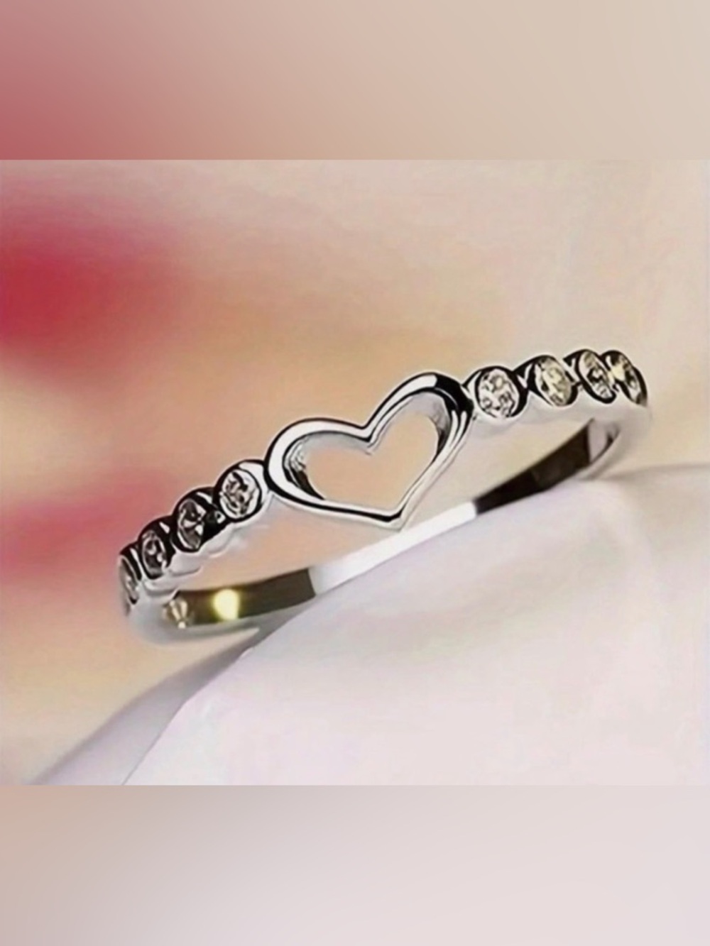 NWT~ Sterling Silver Heart w Cubic Zirconia Ring~ Size 7